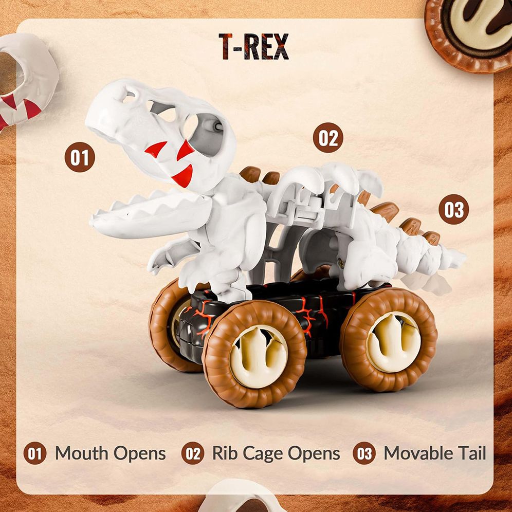 Skeleton Dino Dasher Pull Back Truck - Trex