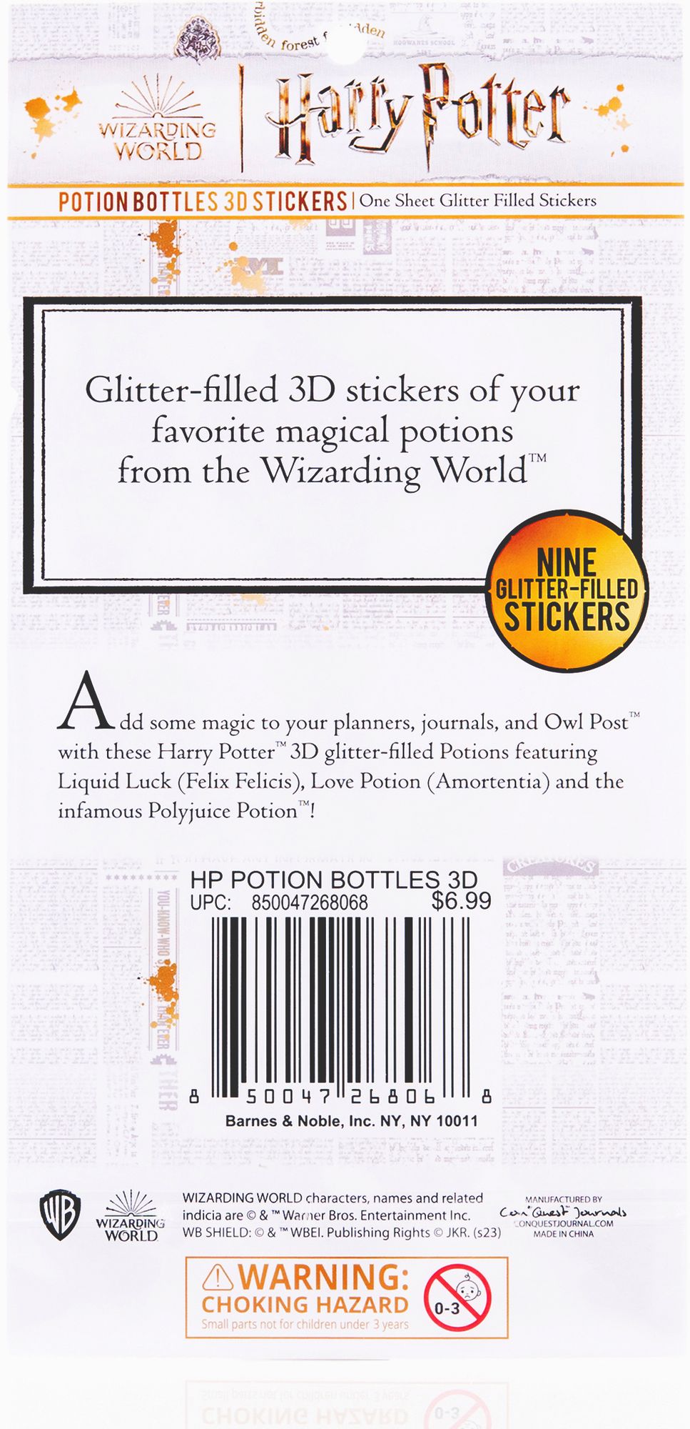 Harry Potter Potions Glitter Bottles Sticker Sheet