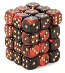 Gemini 12mm d6 Black-Red/gold Dice Block