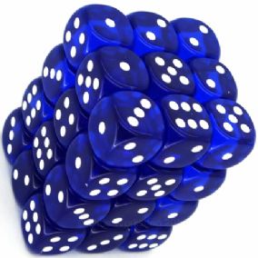 Translucent 12mm d6 Blue/white Dice Block