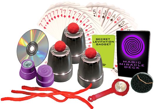 THE OFFICIAL MAGICIANS CASE Includes 200+ Tricks. With Black Carrying Case, Gold Chrome Cups, Ring on String, Pen Thru Bill & More.
