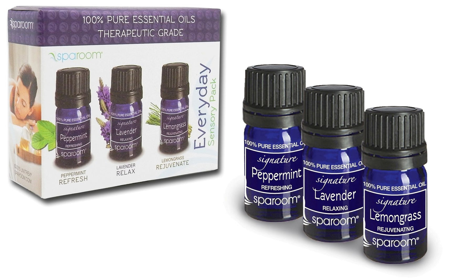 Everyday Aromatherapy Sensory Set of 3 Oils (Peppermint, Lavender, and Lemongrass)