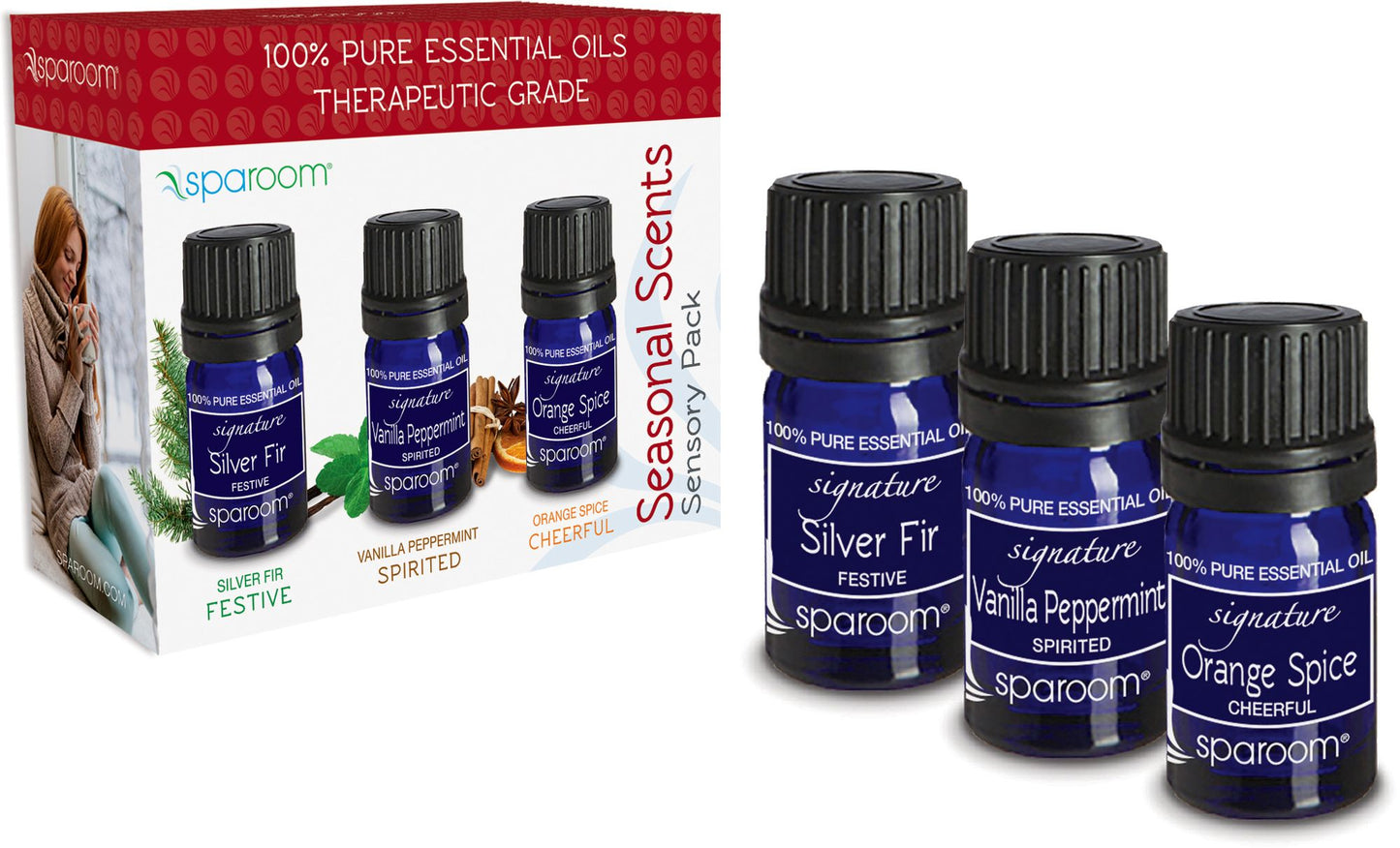 Seasonal Aromatherapy Sensory Set of 3 Oils (Silver Fir, Cinnamon, and Spiced Tea)