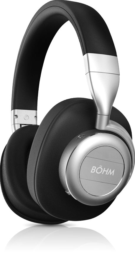 BOHM B76 Wireless Bluetooth Over Ear Cushioned Headphones with Active Noise Cancelling - Black & Silver