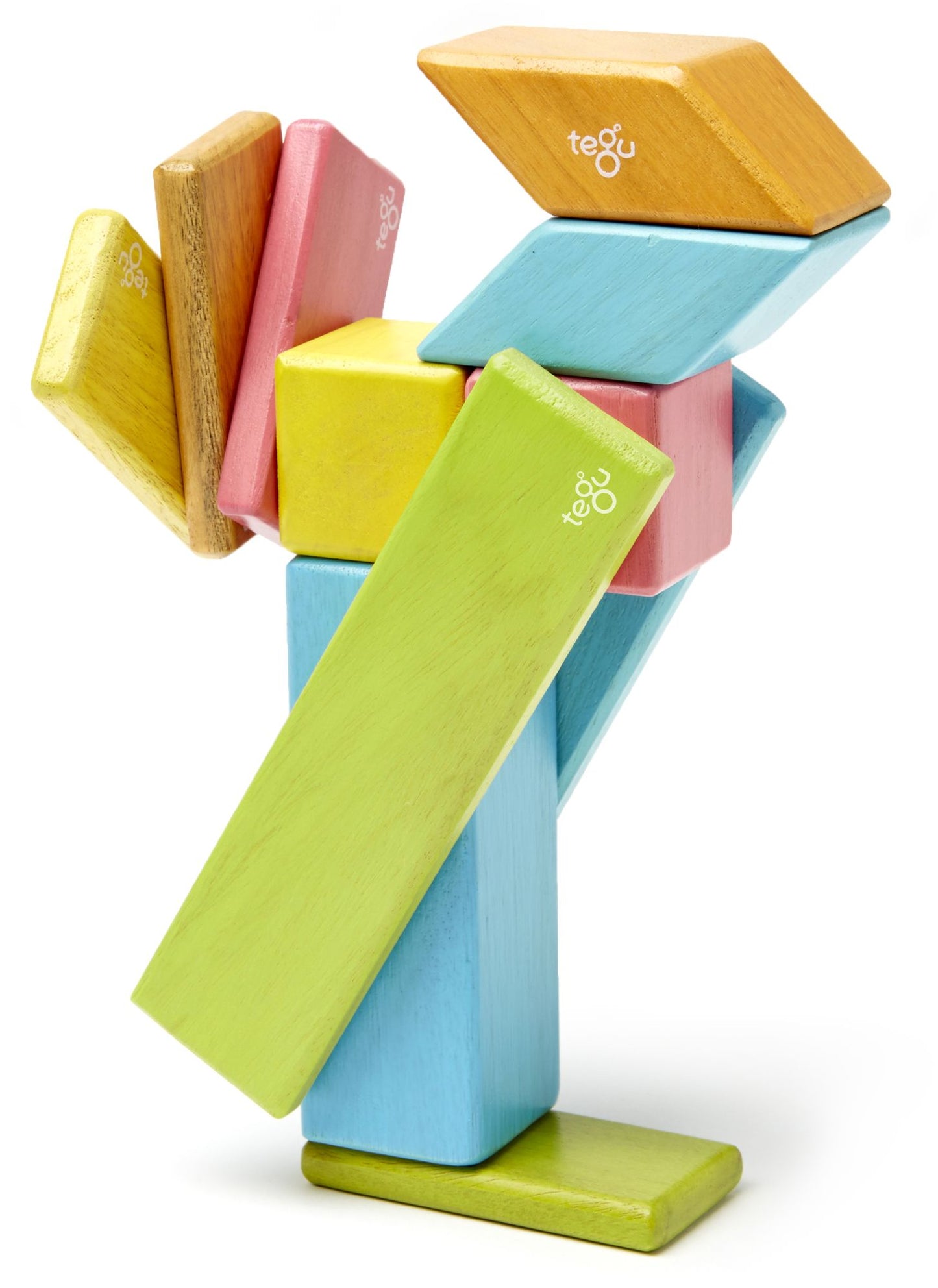 14 Piece Tegu Magnetic Wooden Block Set, Tints