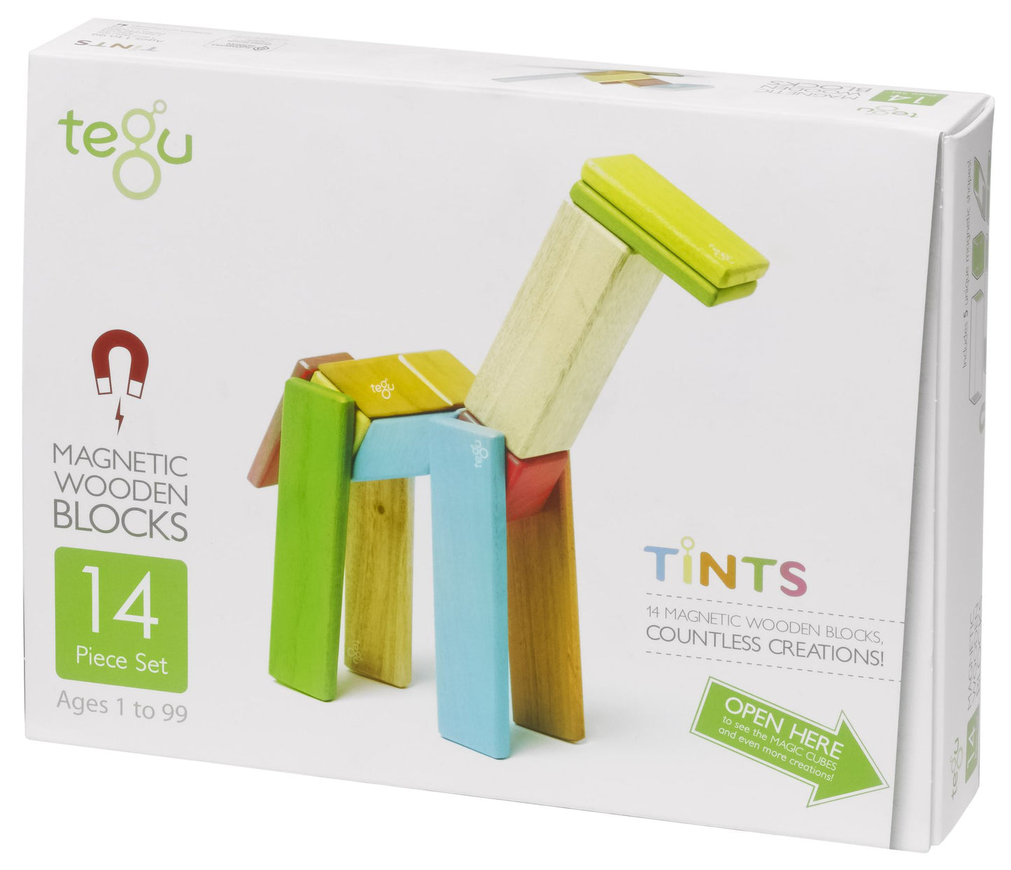 14 Piece Tegu Magnetic Wooden Block Set, Tints