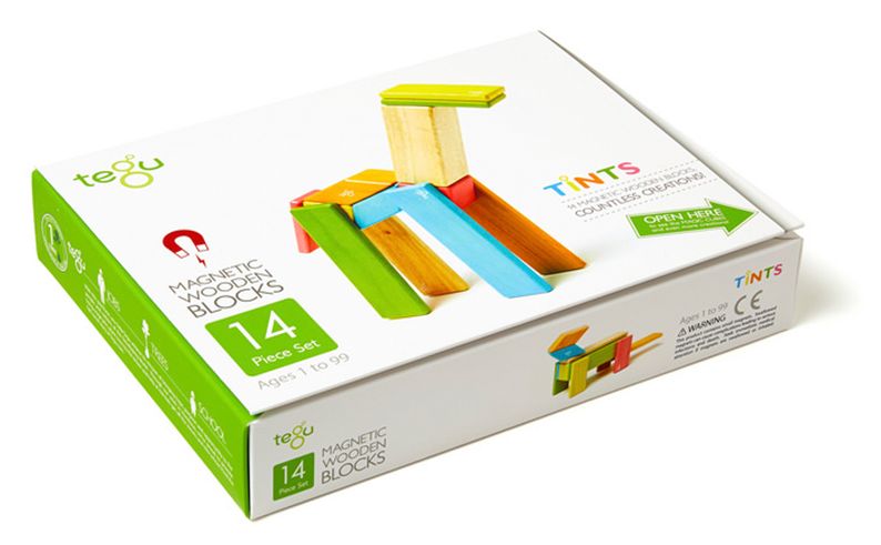 14 Piece Tegu Magnetic Wooden Block Set, Tints