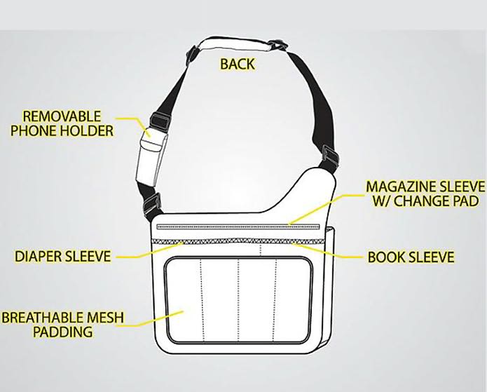 Diaper Dude Messenger Diaper Bag with Flap - Grey