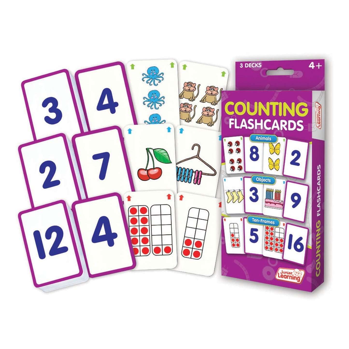 Junior Learning Counting Flashcards - Animals, Objects & Ten-Frames