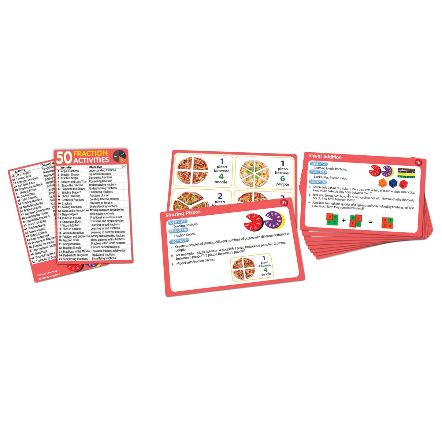 Junior Learning 50 Fraction Activities Learning Set