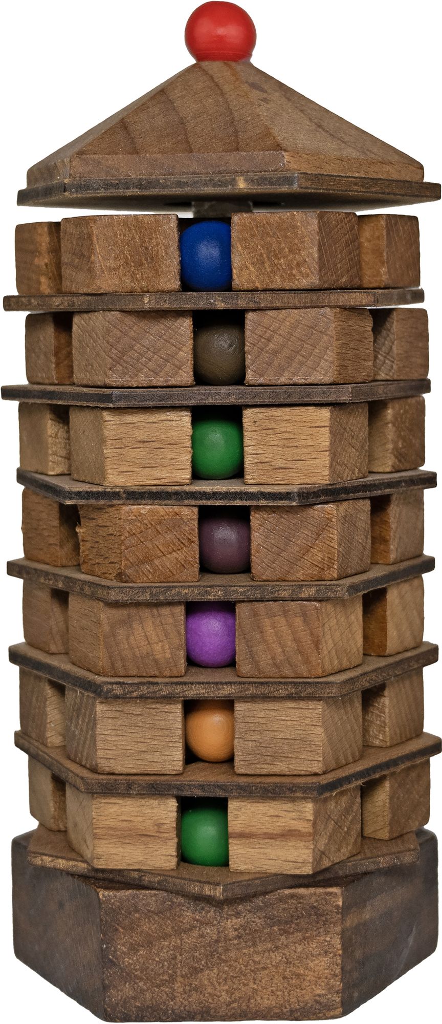 True Genius Chinese Pagoda Wooden Brainteaser Puzzle