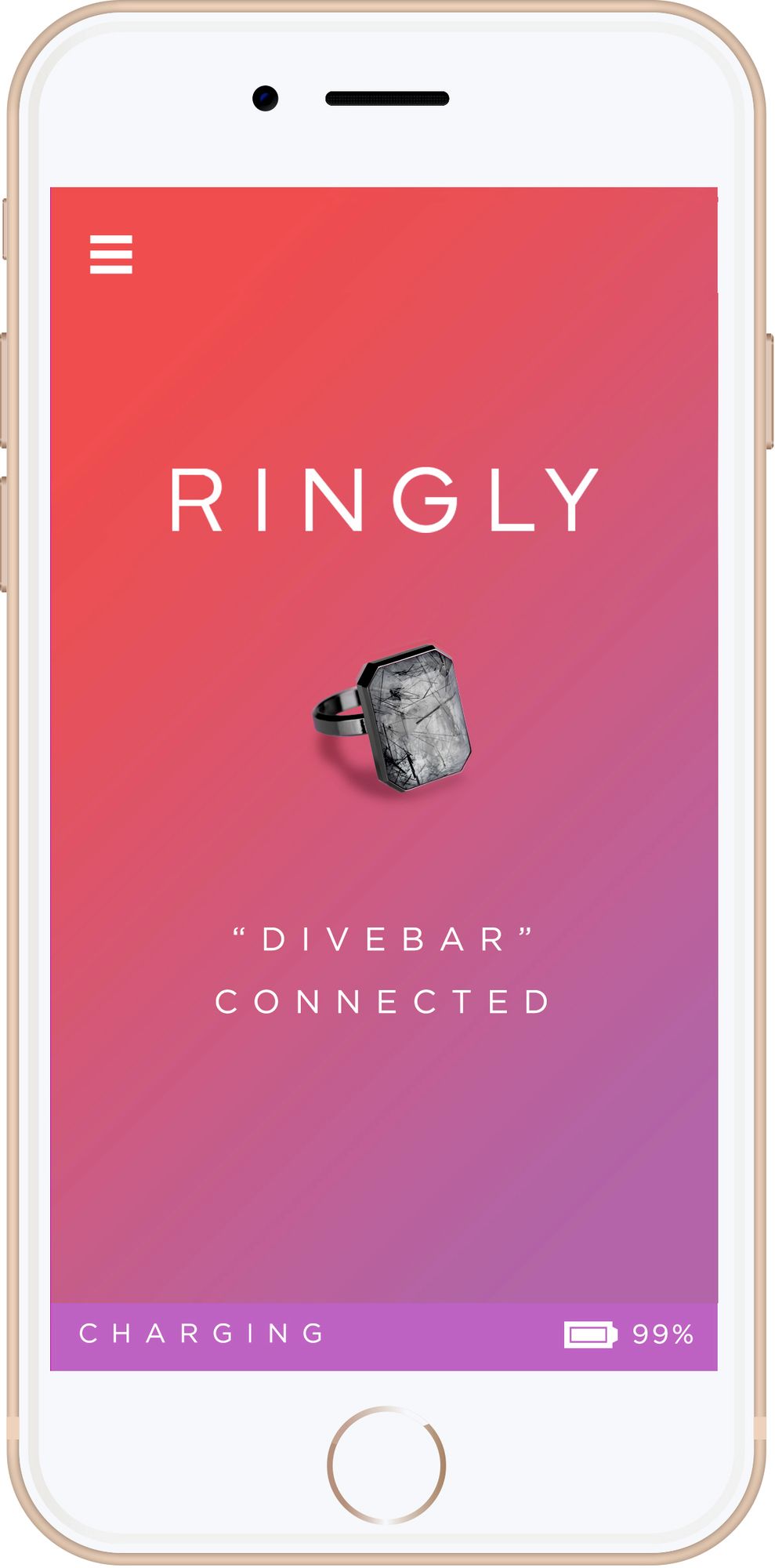 Ringly Smart Ring, Gunmetal, Size 6