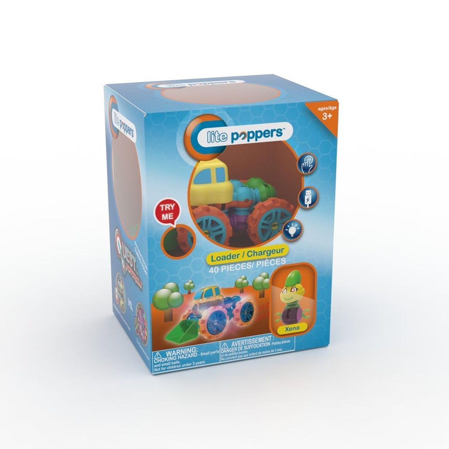 Lite Poppers STEM Learning Build a Loader Kit- LED Light, Build and Play Model Car Construction Toy with USB Powered LED Base
