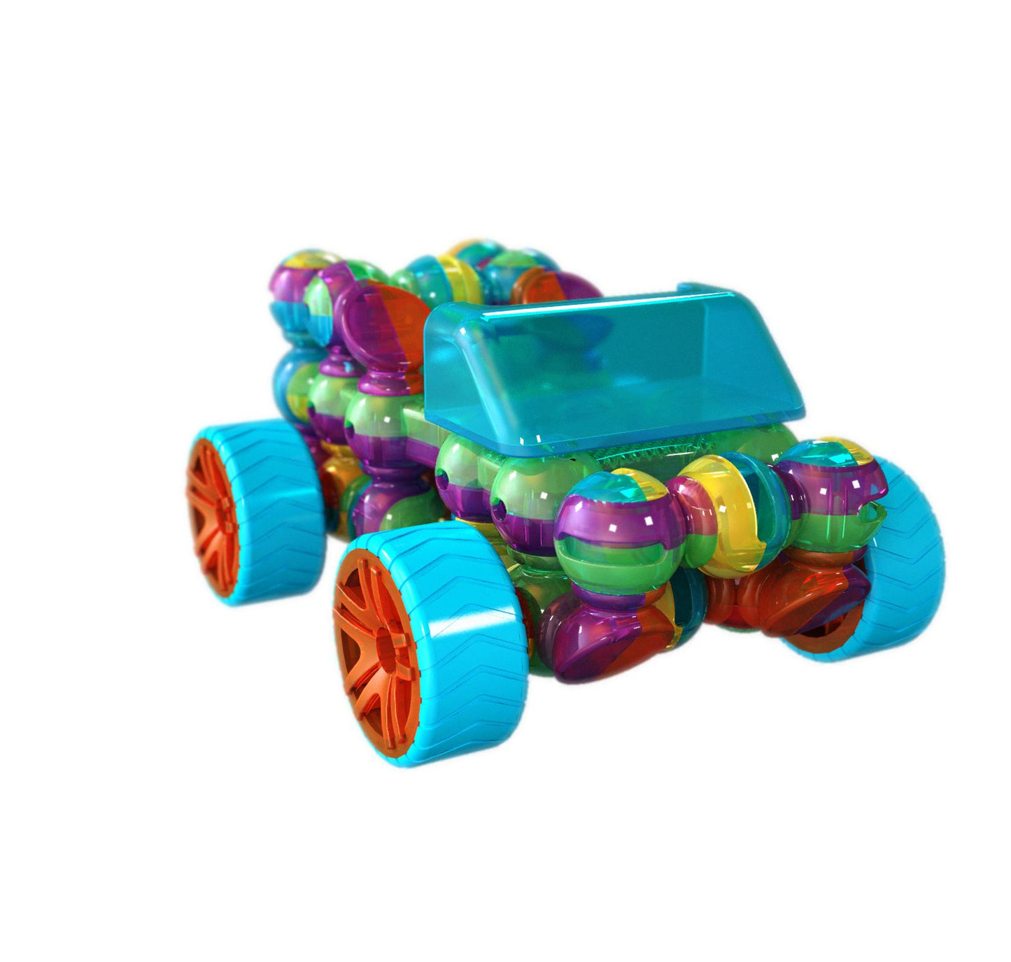 Lite Poppers STEM Learning 4 in 1 Car Construction Toy Kit- LED Light, Build and Play Model Cars- Creates 4 Cars