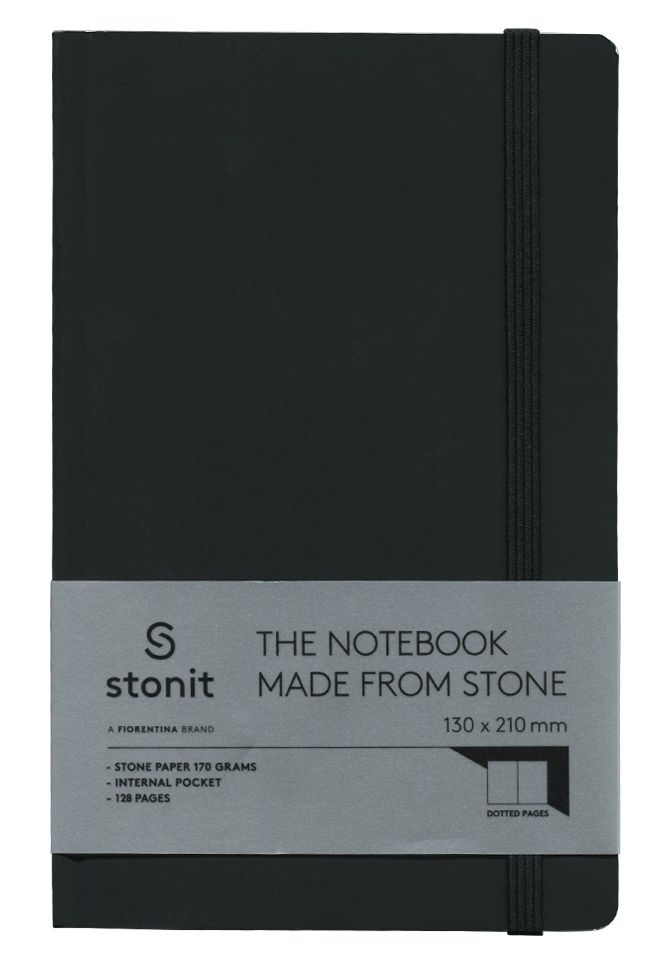 Stonit Stone Paper Notebook 5x8 Dot Grid Pages Black
