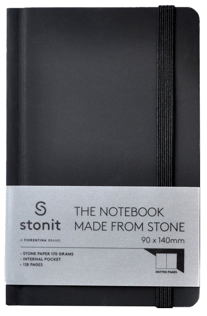 Stonit Stone Paper Notebook 3.5x5.5 Dot Grid Pages Black