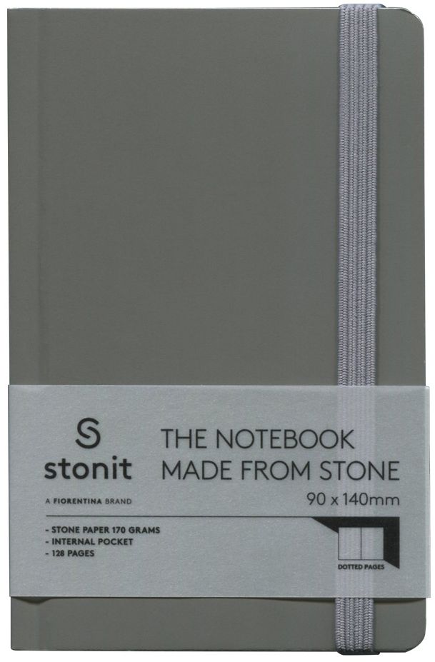 Stonit Stone Paper Notebook 3.5x5.5 Dot Grid Pages Grey