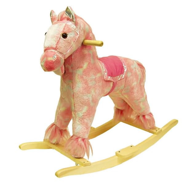 HAPPY TRAILST Pink Plush Rocking Pony with Sound