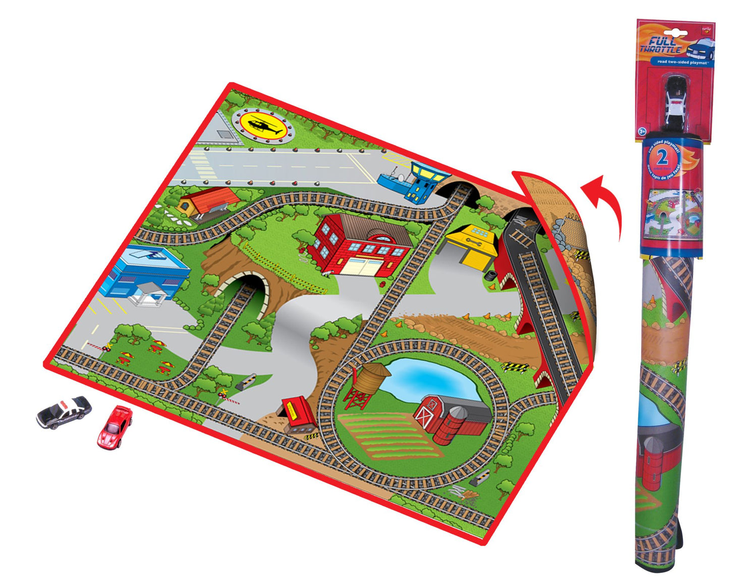 Neat-Oh!¿ Full Throttle? Roadville 2-Sided Playmat w/ 1 Car