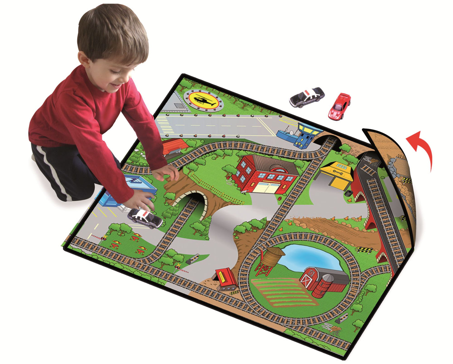 Neat-Oh!¿ Full Throttle? Roadville 2-Sided Playmat w/ 1 Car