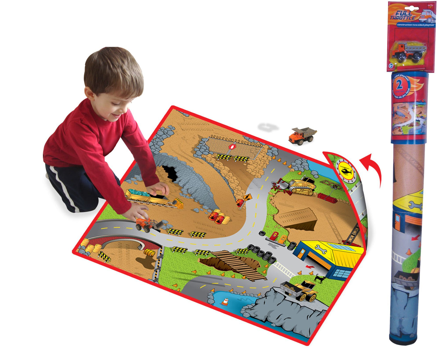 Neat-Oh!¿ Full Throttle? Construction Zone 2-Sided Playmat w/ 1 Car