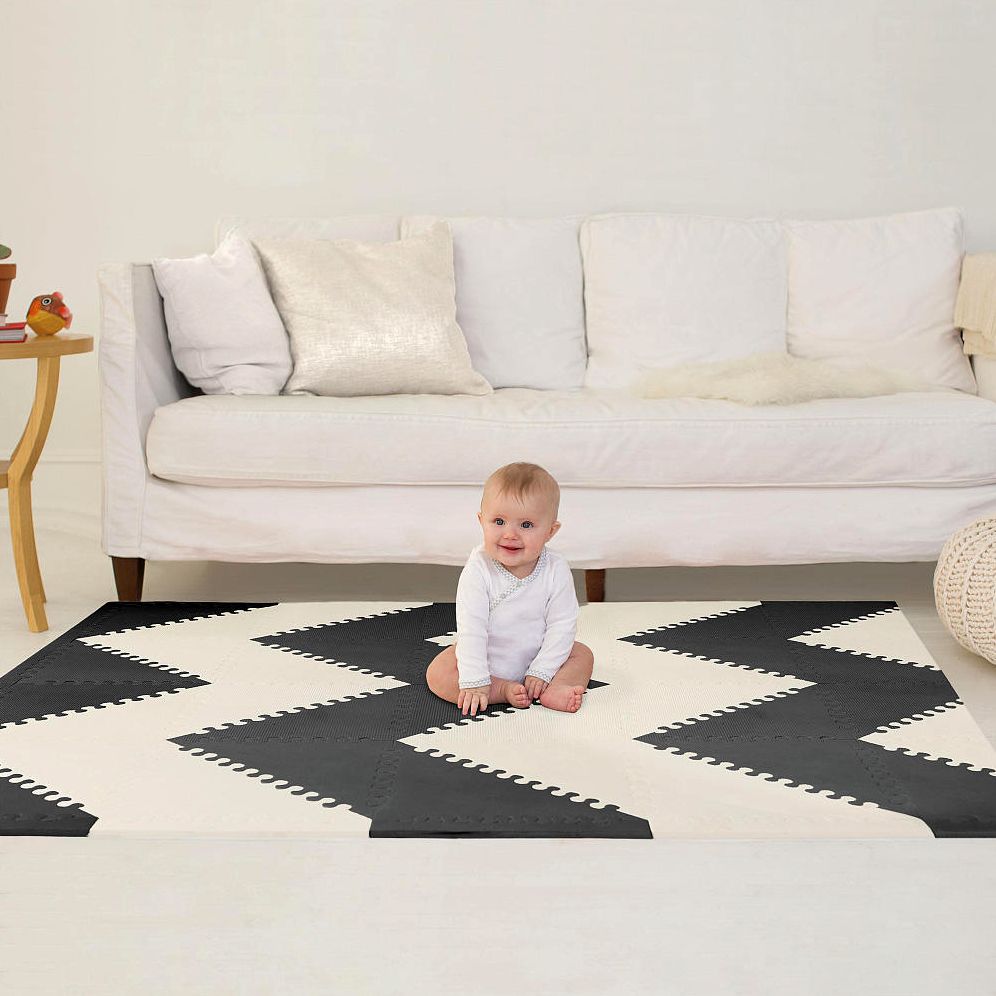 Geo Foam Floor Tiles - Black/Cream