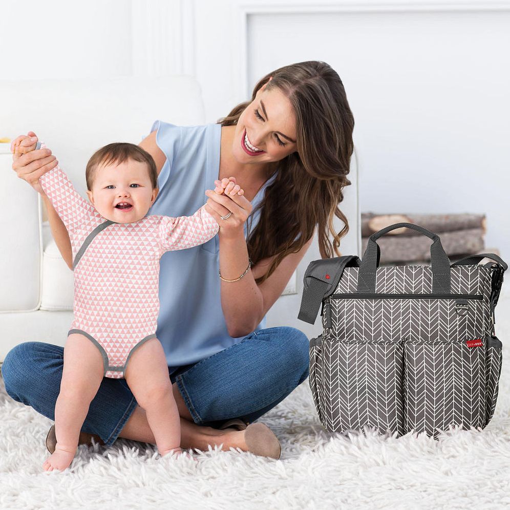 Duo Signature Diaper Bag - Grey Feather
