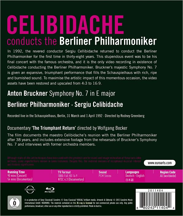 Celibidache Conducts the Berliner Philharmoniker: Bruckner - Symphony No. 7 [Blu-ray]
