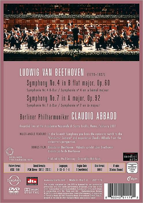 Berliner Philharmoniker/Claudio Abbado: Beethoven - Symphonies 4 & 7