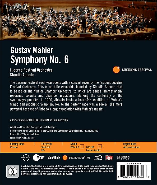 Claudio Abbado/Lucerne Festival Orchestra: Gustav Mahler - Symphony No 6 [Blu-ray]