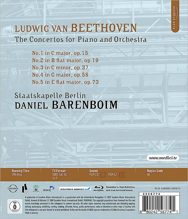 Daniel Barenboim/Staatskapelle Berlin: Beethoven - Piano Concertos 1-5 [Blu-ray]