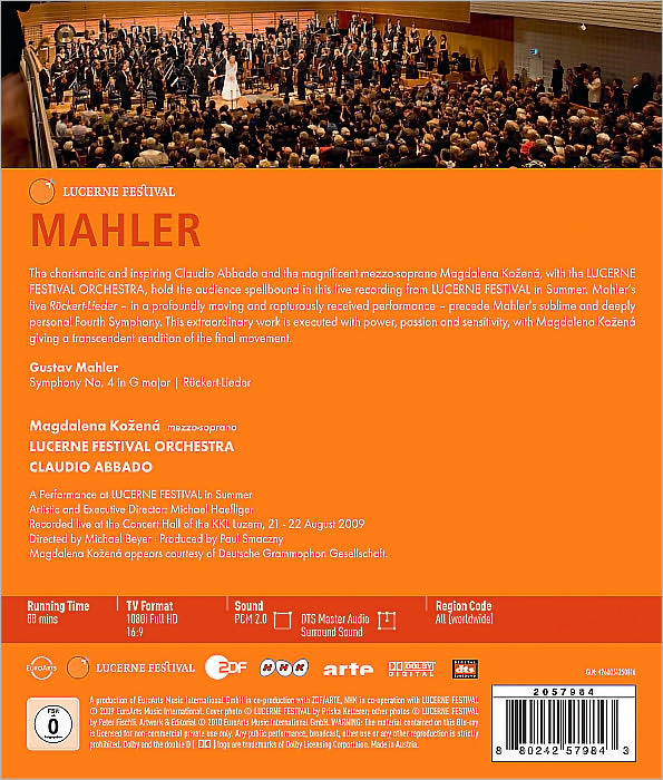 Magdalena Kozena/Lucerne Festival/Claudio Abbado: Mahler - Symphony No 4/Ruckert-Lieder [Blu-ray]