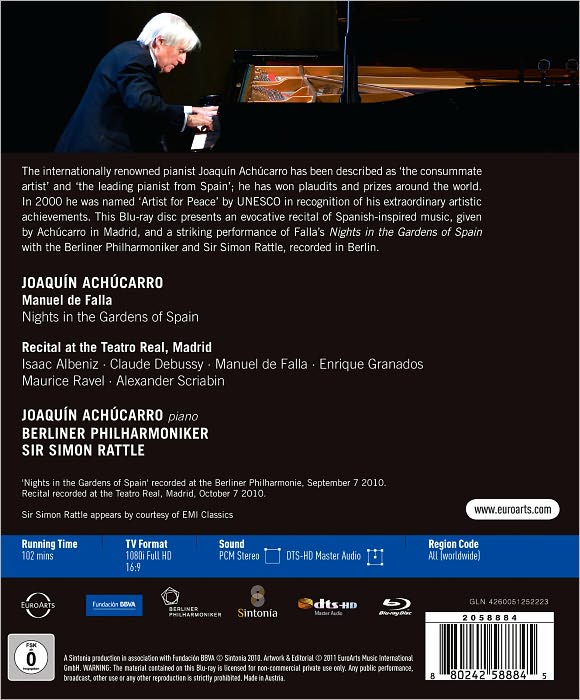 Joaquin Achucarro: Nights in the Gardens of Spain/Recital at the Teatro Real in Madrid [Blu-ray]