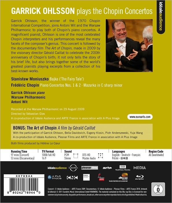 Garrick Ohlsson: Chopin - Piano Concertos Nos. 1 & 2/The Art of Chopin [Blu-ray]