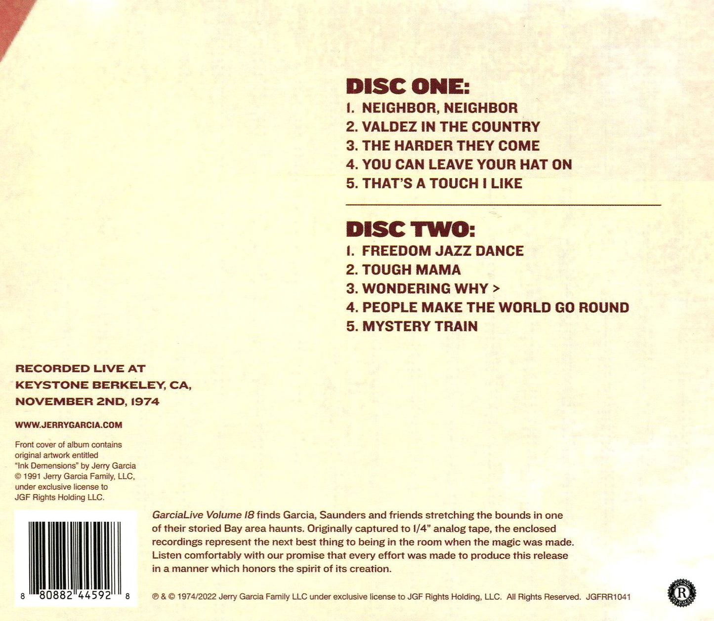 Garcialive Vol. 18: November 2Nd, 1974 - Keystone