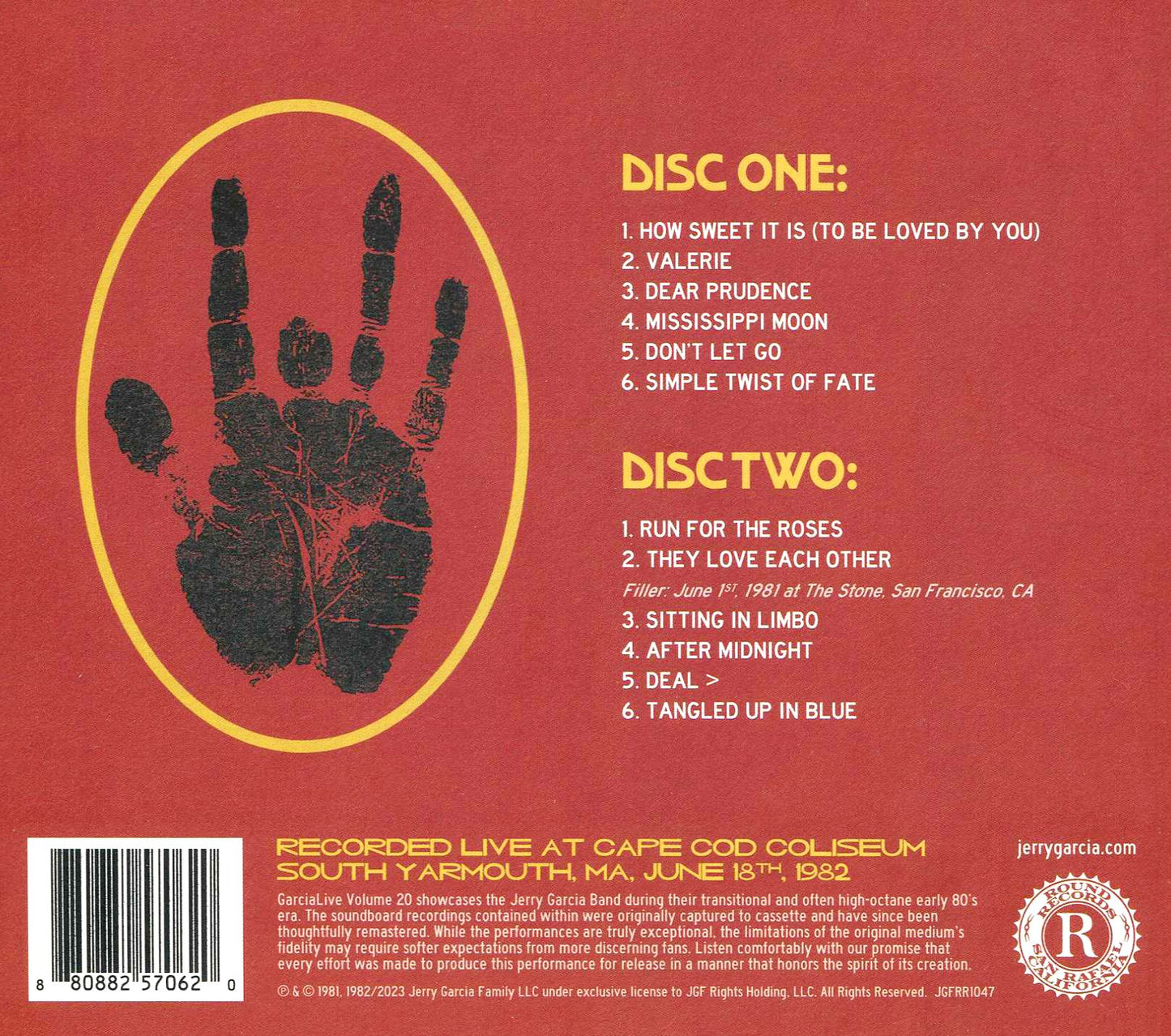 Garcialive Vol. 20: June 18Th, 1982 - Cape Cod Col