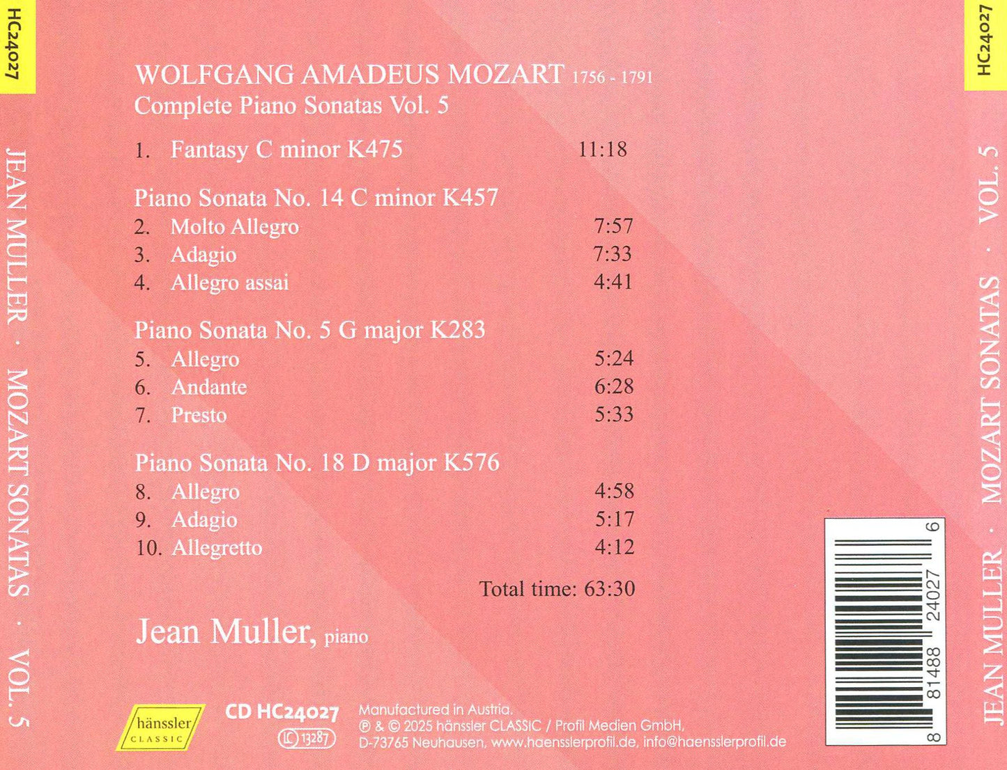 Complete Piano Sonatas Vol. 5 (Mozart / Muller)