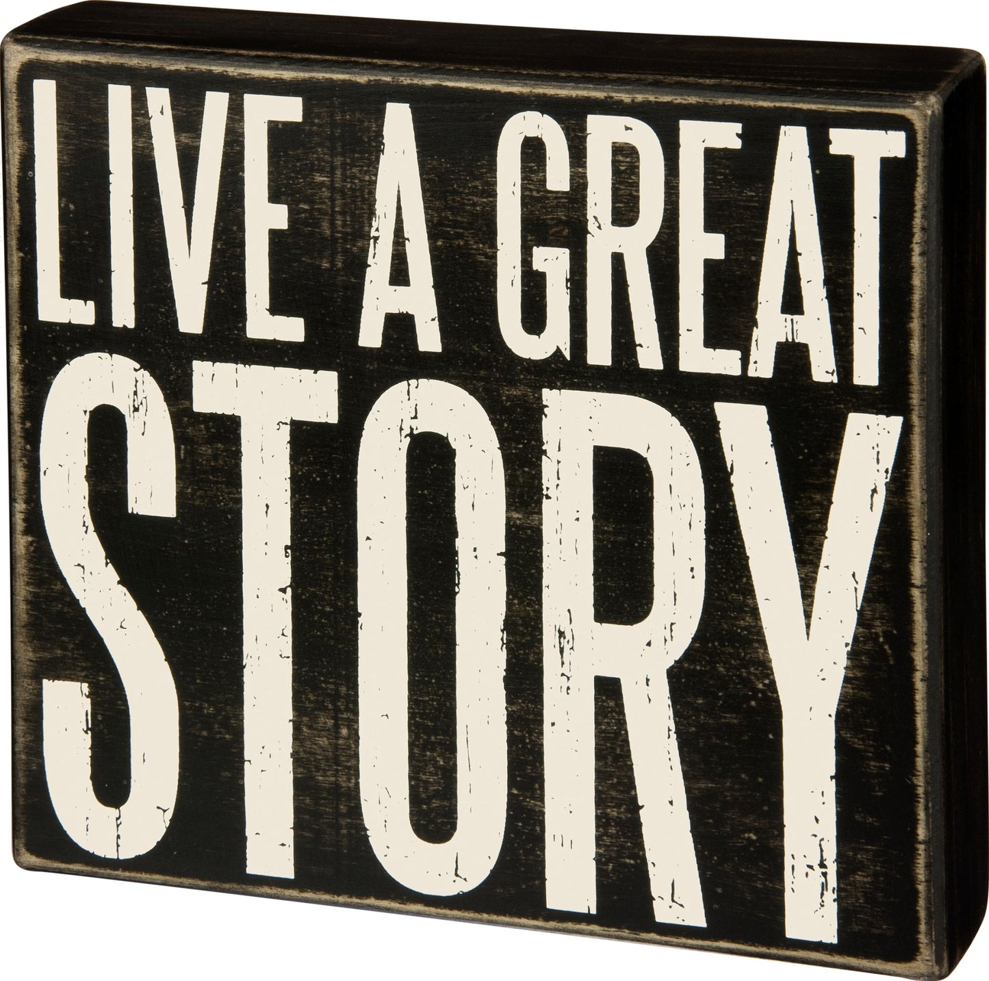 Live A Great Story Box Sign (8"x7")