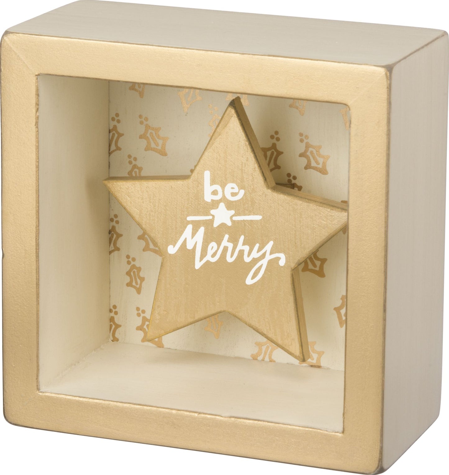 Be Merry Cut Out Shimmer Box Sign (3x4)