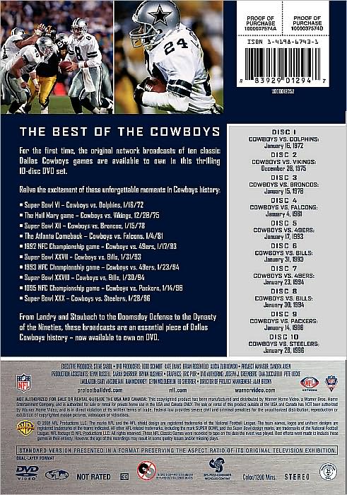 NFL: Dallas Cowboys 10 Greatest Games [10 Discs]