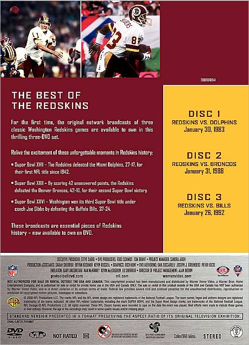 NFL: Washington Redskins - 3 Greatest Games [3 Discs]