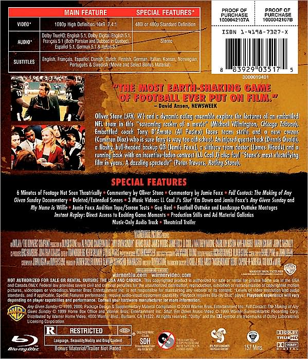 Any Given Sunday [Blu-ray]