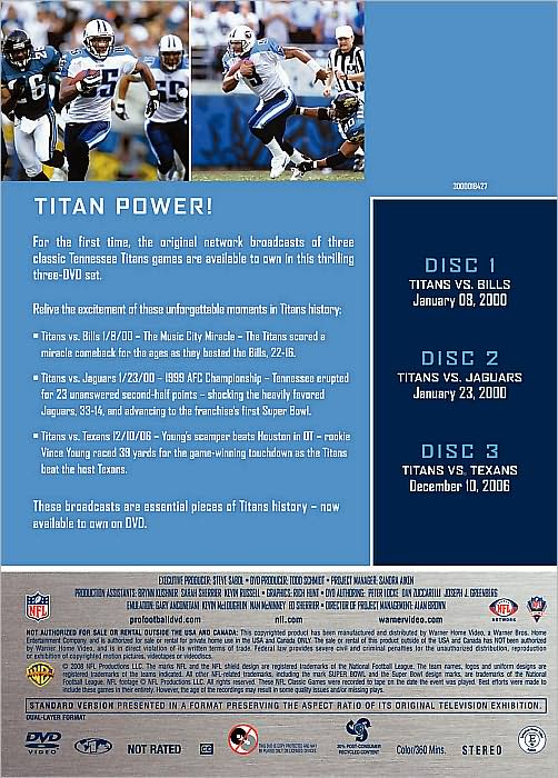 NFL: Tennessee Titans - 3 Greatests Games [3 Discs]