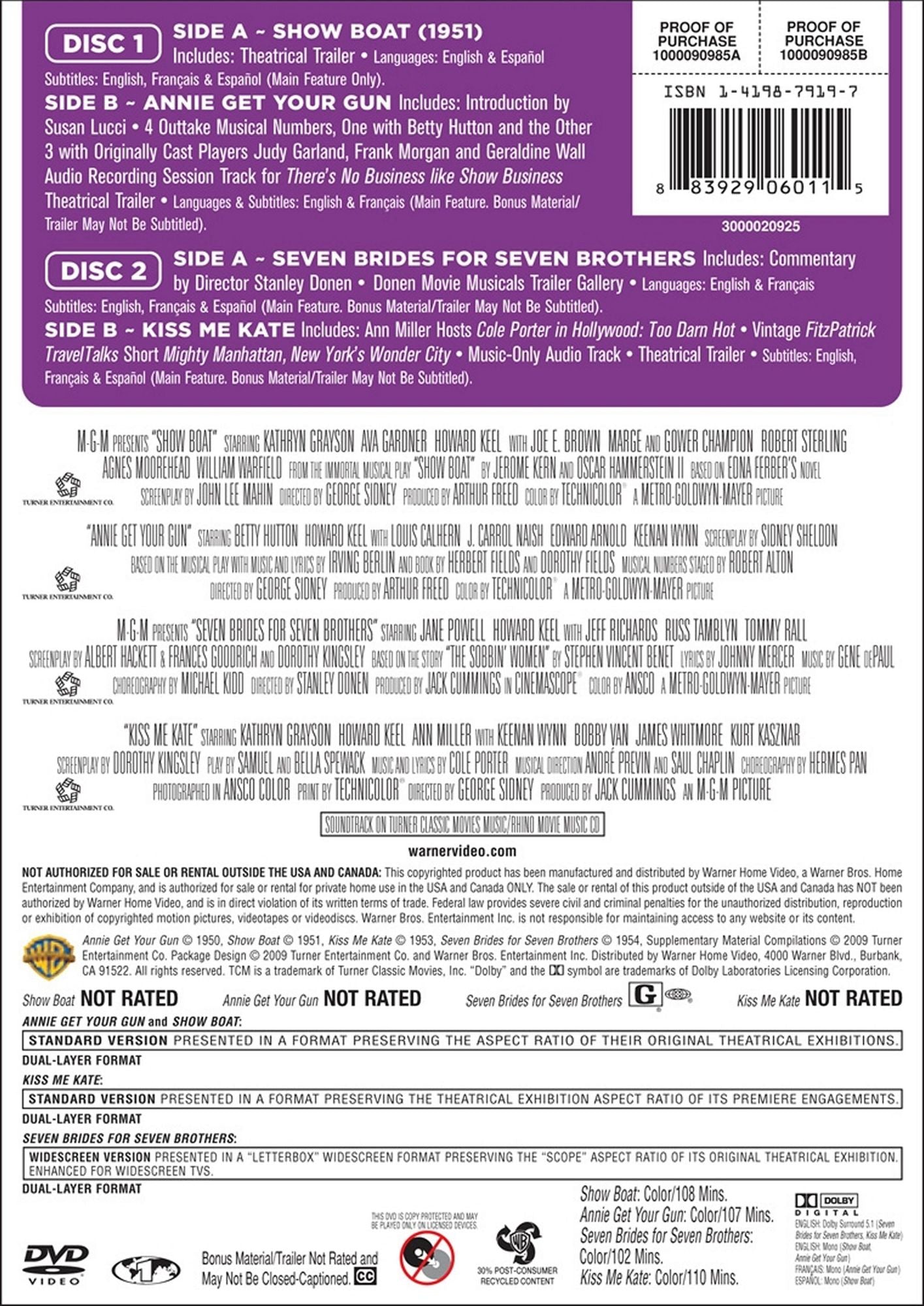 TCM Greatest Classic Films Collection: Broadway Musicals [2 Discs]