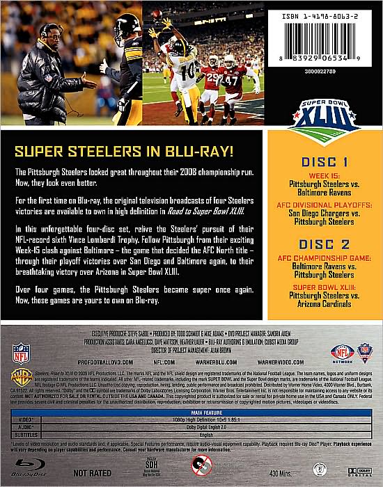 NFL: Pittsburgh Steelers - Road to XLIII [4 Discs] [Blu-ray]