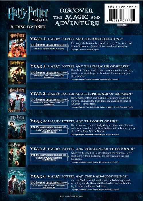 Harry Potter: Years 1-6 [P&S] [6 Discs]