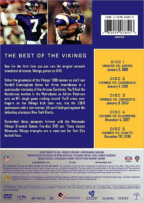 NFL: Minnesota Vikings - 5 Greatest Games [5 Discs]