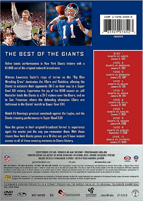 NFL: New York Giants - 10 Greatest Games [10 Discs]
