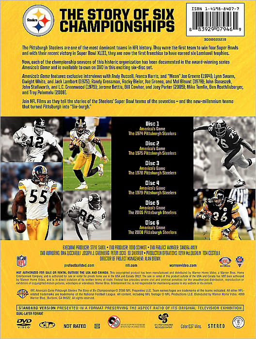NFL: America's Game - Pittsburgh Steelers: The Story of Six Championships [6 Discs]