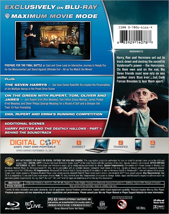 Harry Potter and the Deathly Hallows, Part 1 [3 Discs] [Includes Digital Copy] [Blu-ray/DVD]